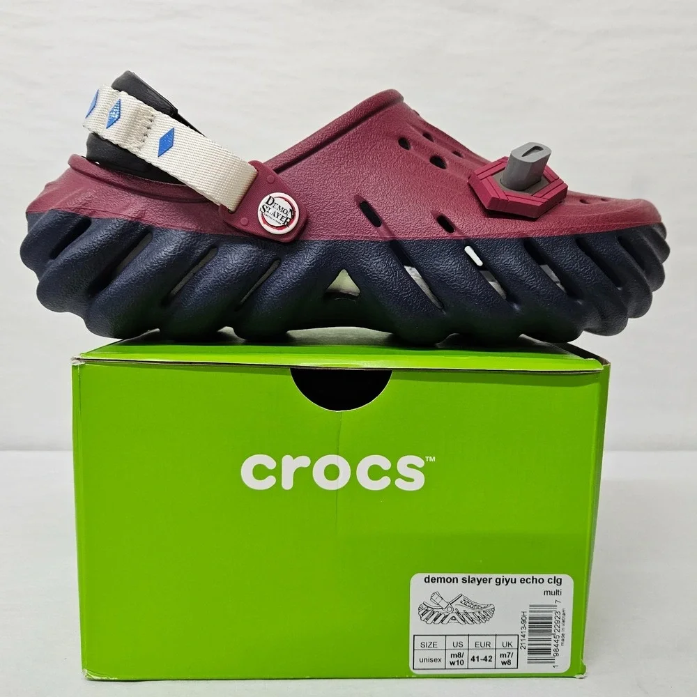 Crocs Echo Clog Demon Slayer Giyu Tomioka 211413-90H Burgundy Navy Men's Size 8